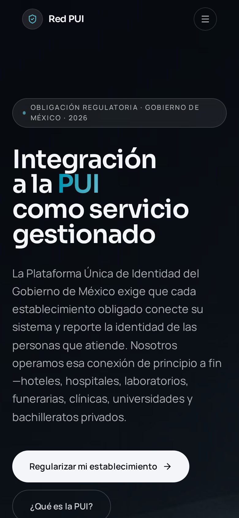Sitio web de RedPUI en celular