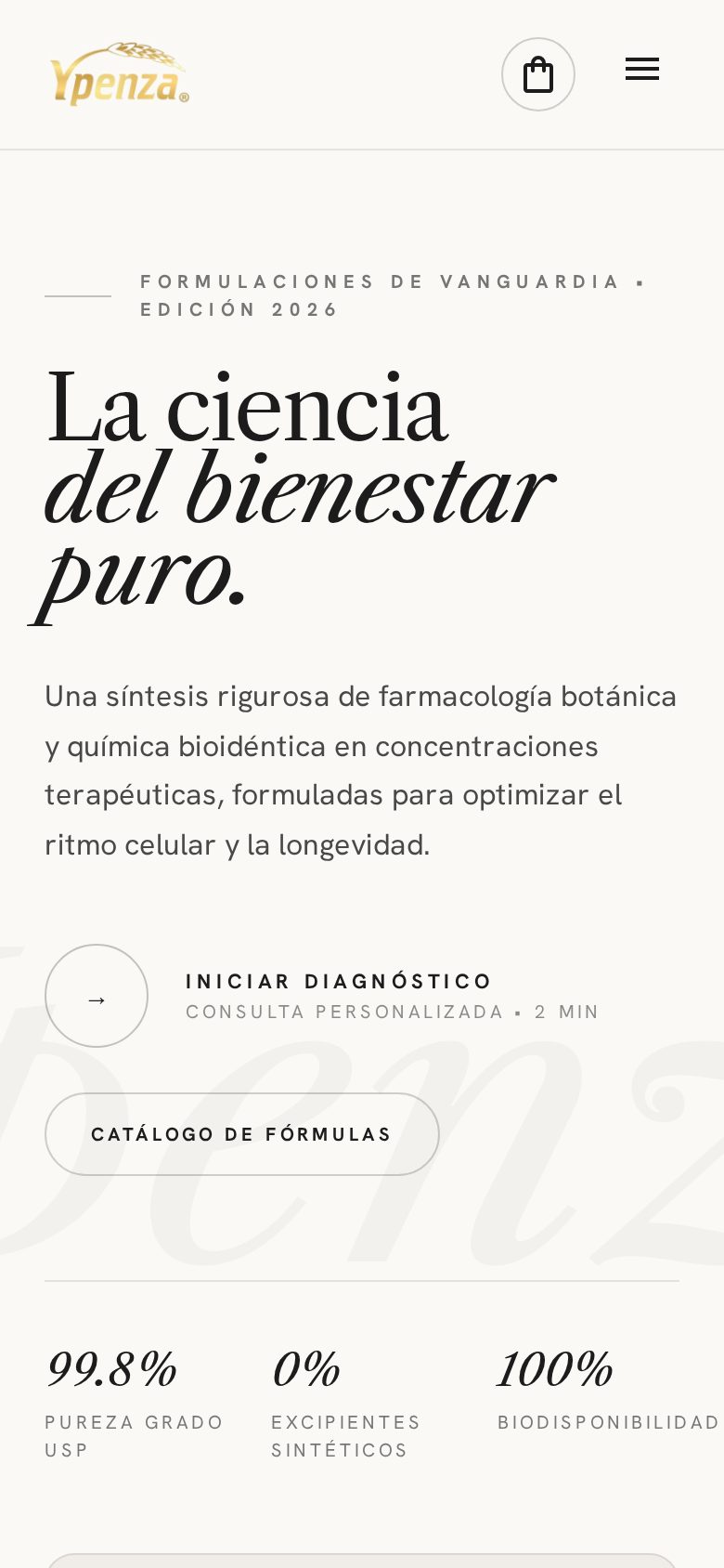 Sitio web de Ypenza Gold en celular